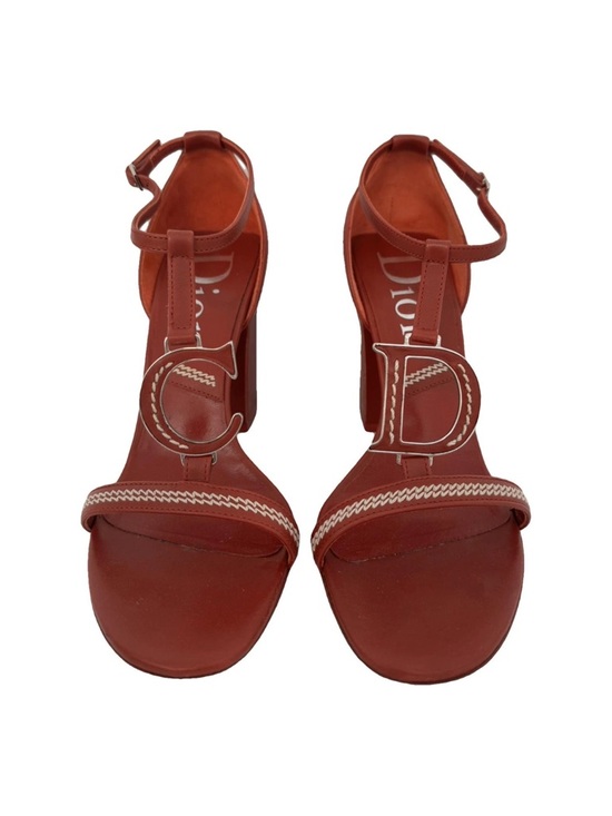 Dior Shoes - Dior Galliano 2005 Red Leather Charm Embroidered Block Heel Sandals EU 36.5 Y2K